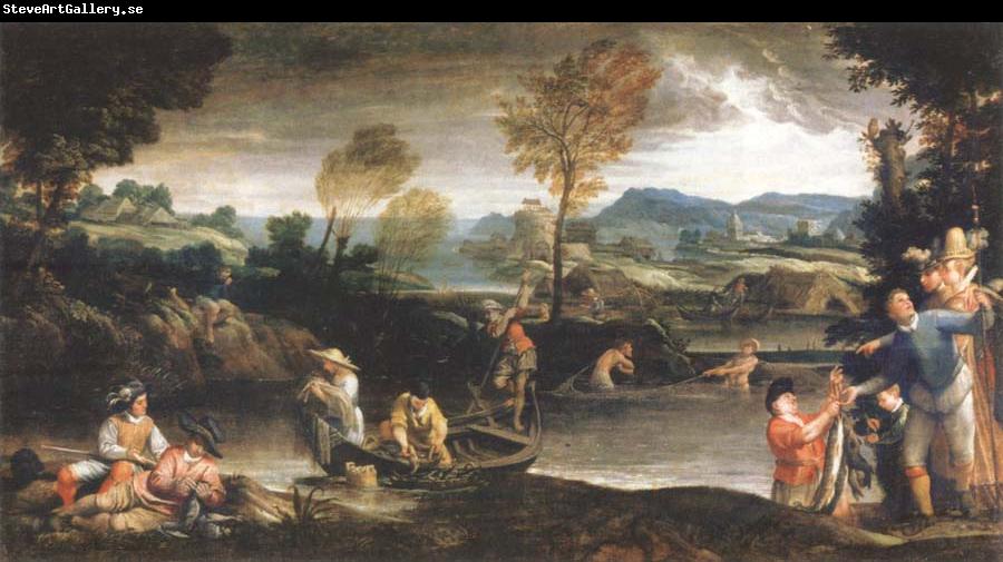 Annibale Carracci landscape with fishing scene